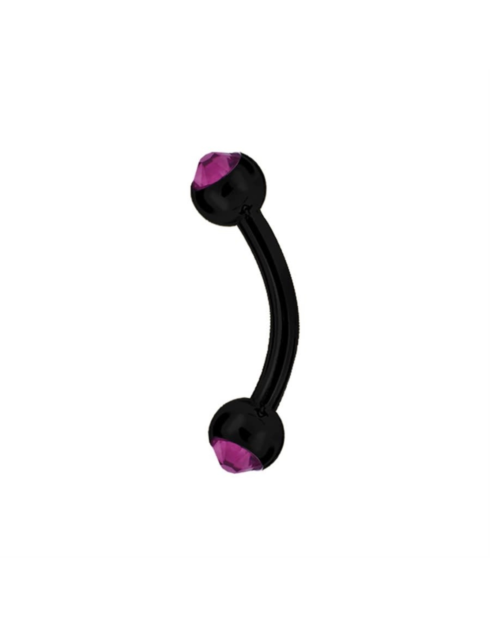Black Steel Barbell 16ga  Black Steel ball 3mm, avec Zircon