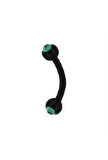 Black Steel Barbell 16ga  Black Steel ball 3mm, avec Zircon