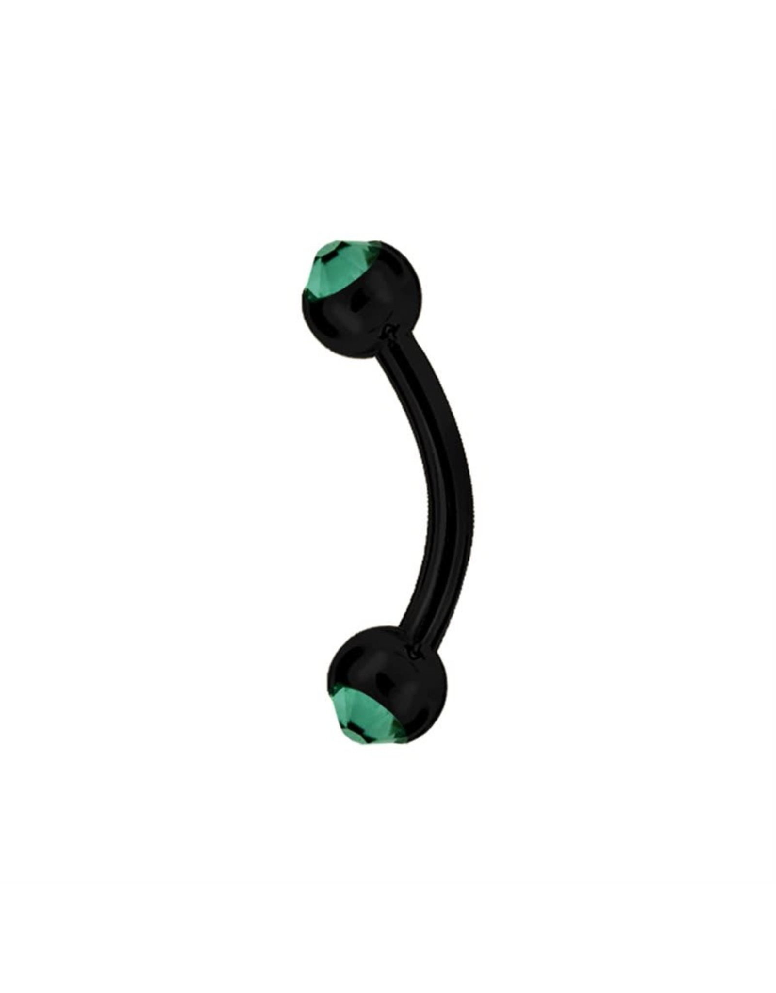 Black Steel Barbell 16ga  Black Steel ball 3mm, avec Zircon