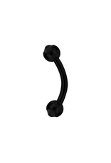 Black Steel Barbell 16ga  Black Steel ball 3mm, avec Zircon