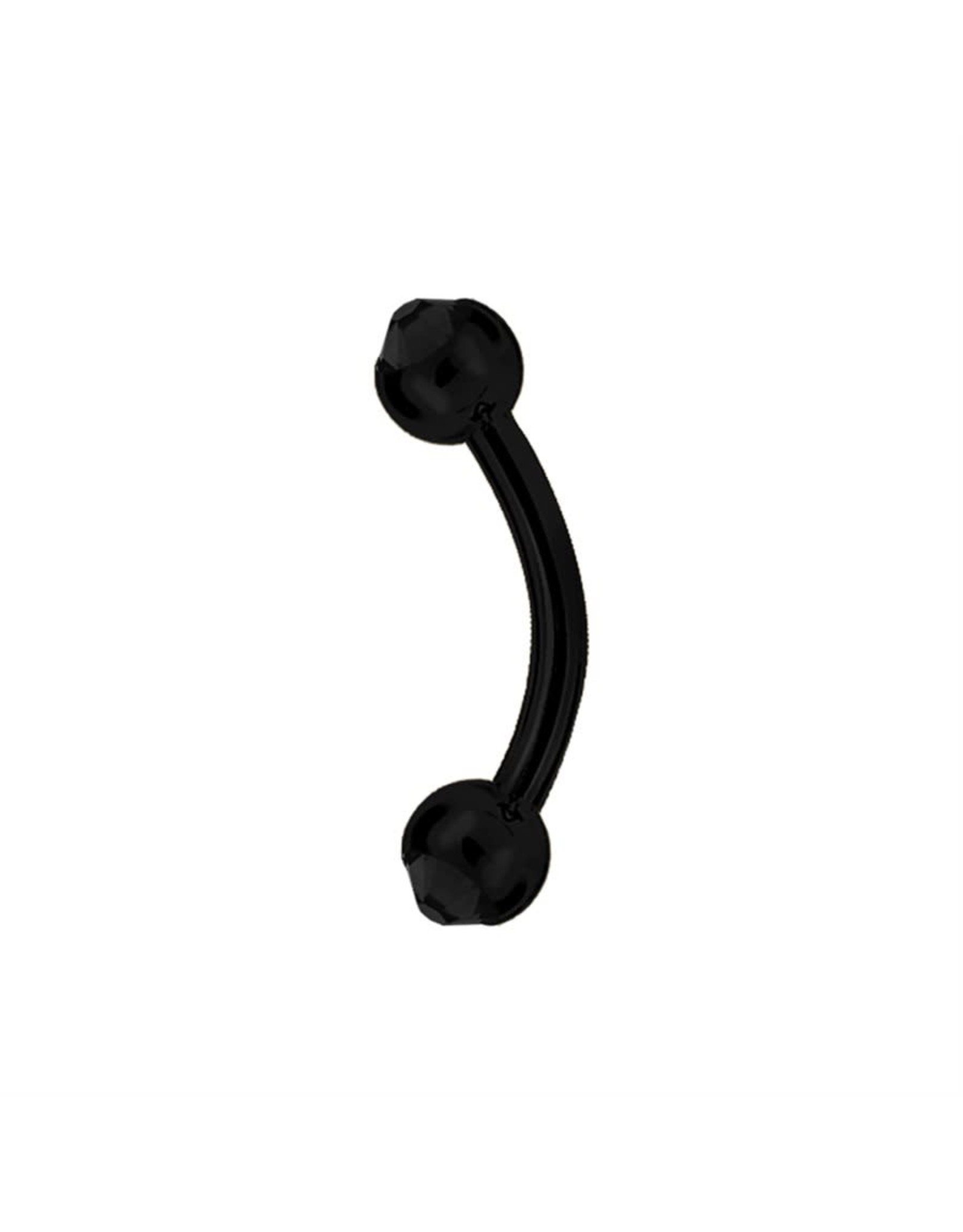 Black Steel Barbell 16ga  Black Steel ball 3mm, avec Zircon