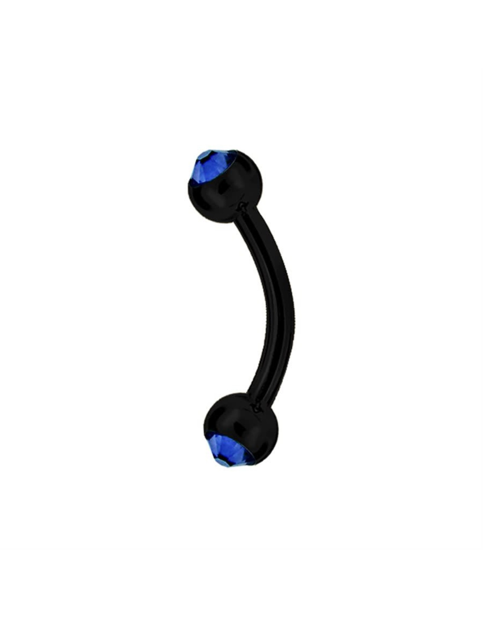 Black Steel Barbell 16ga  Black Steel ball 3mm, avec Zircon