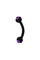 Black Steel Barbell 16ga  Black Steel ball 3mm, avec Zircon
