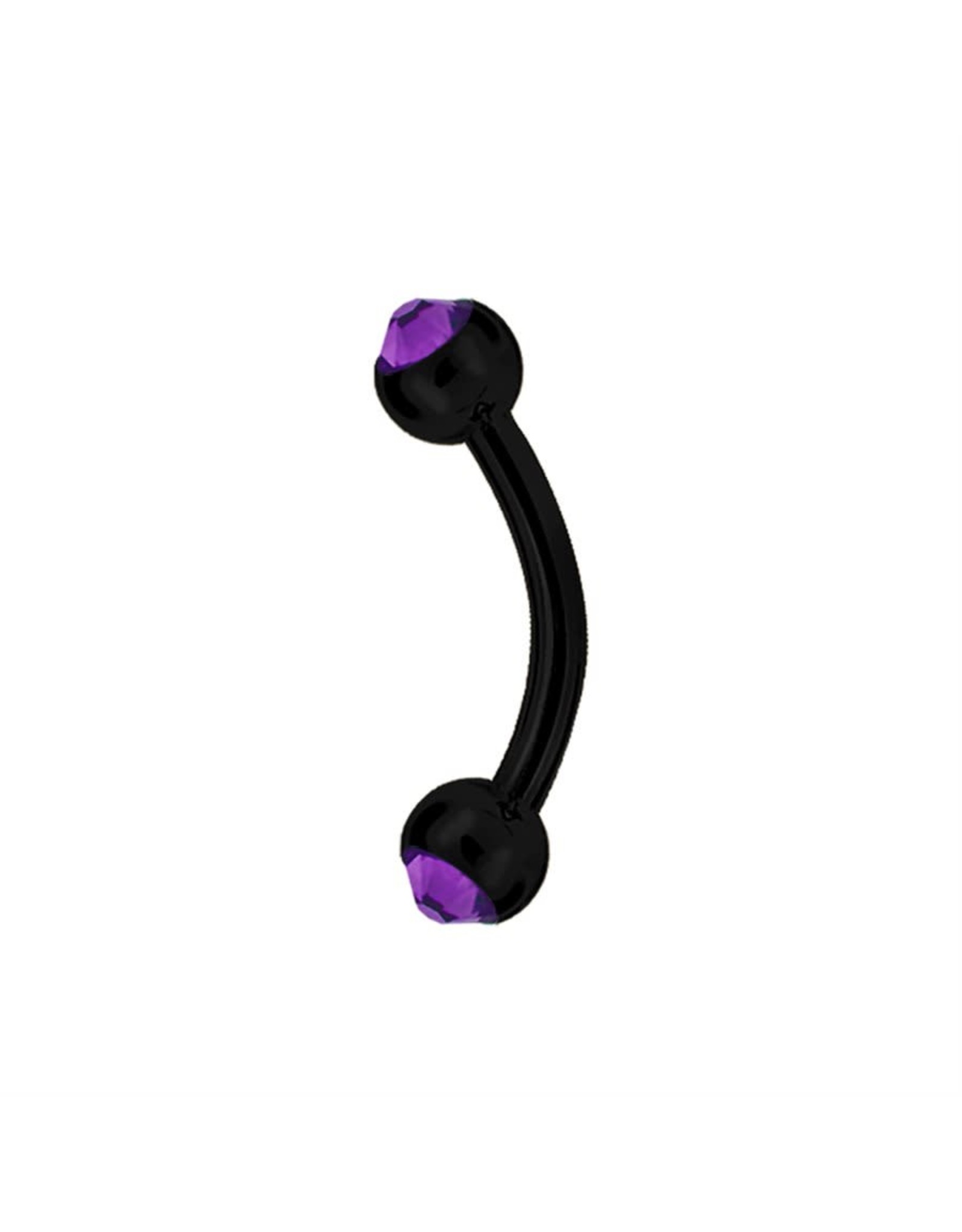 Black Steel Barbell 16ga  Black Steel ball 3mm, avec Zircon