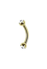 Gold PVD Barbell 16ga Gold Pvd ball 3mm, avec Zircon