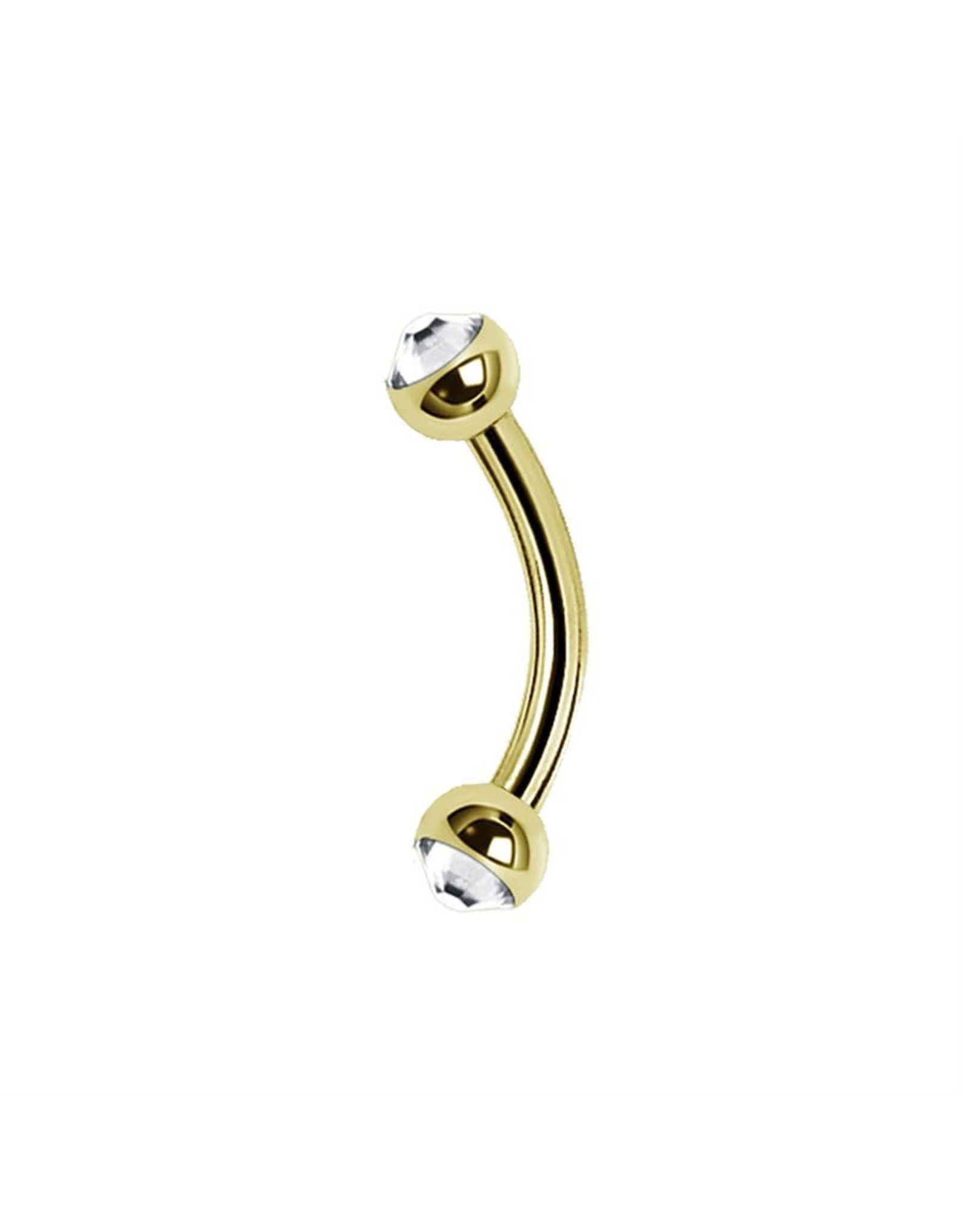 Gold PVD Barbell 16ga Gold Pvd ball 3mm, avec Zircon