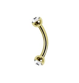 Gold PVD Barbell 16ga Gold Pvd ball 3mm, avec Zircon