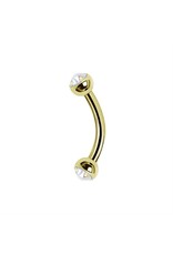 Gold PVD Barbell 16ga Gold Pvd ball 3mm, avec Zircon