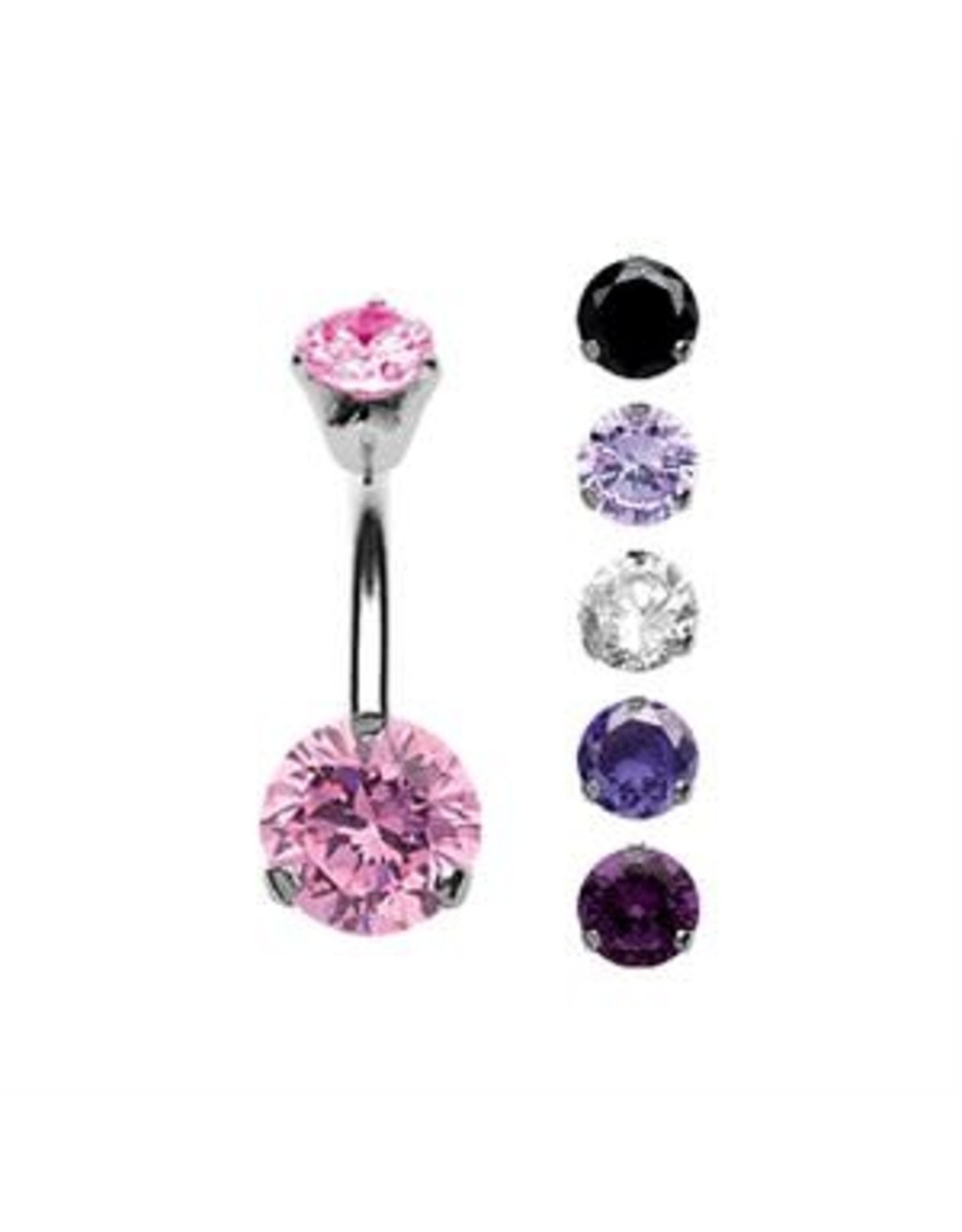Stainless Nombril Steel double Diamants Griffés