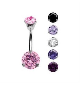 Stainless Nombril Steel double Diamants Griffés