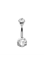 Stainless Nombril Steel double Diamants Griffés