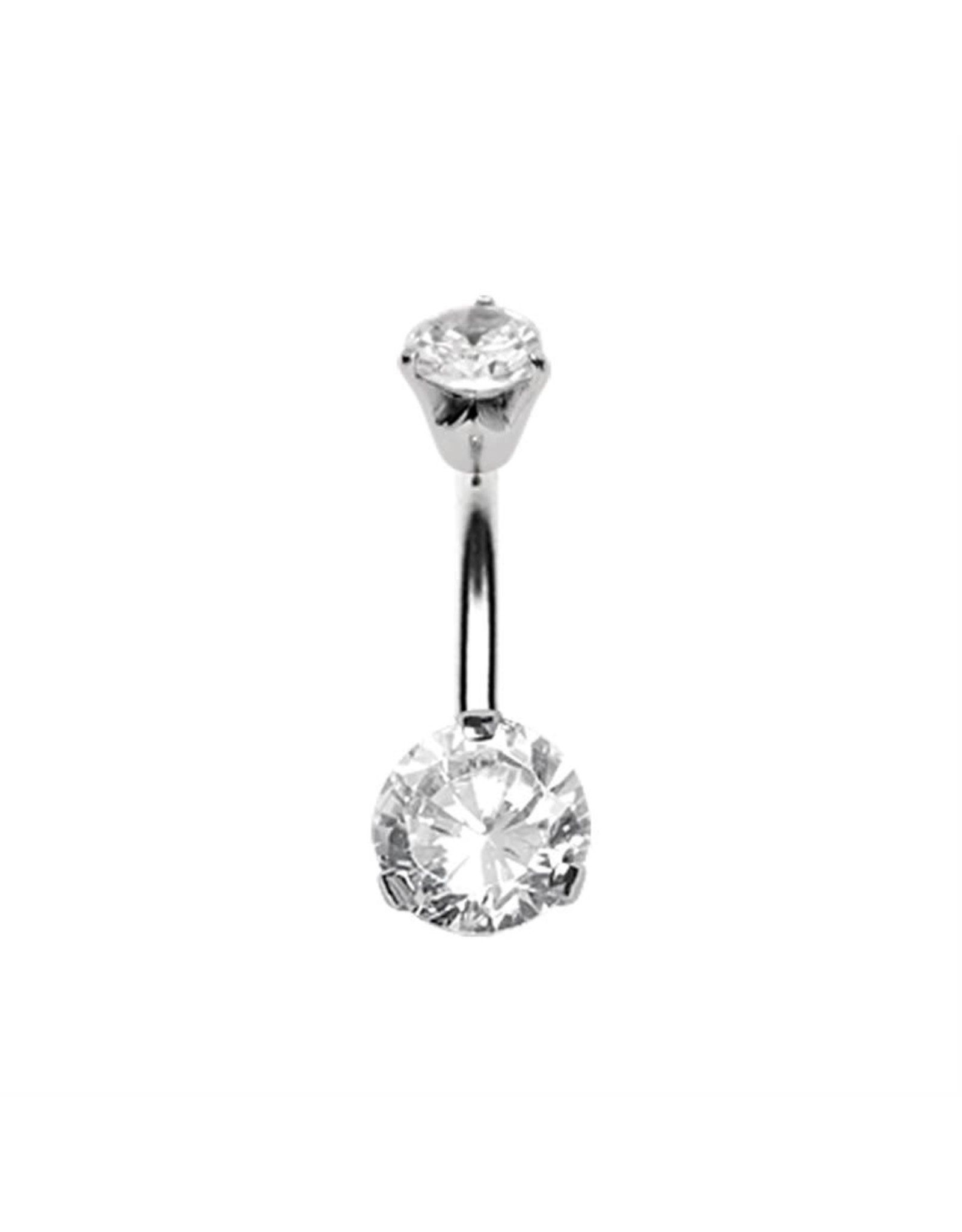 Stainless Nombril Steel double Diamants Griffés