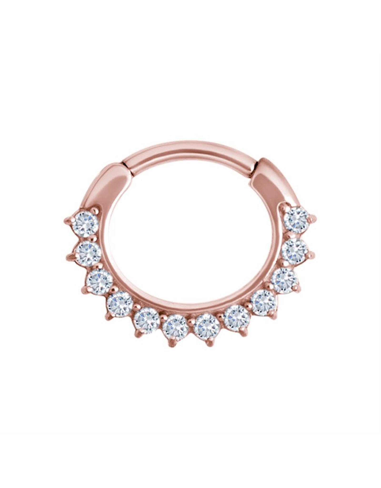 Rose Gold sur acier chirurgicale Septum Diamant 12 pierres Rose Gold