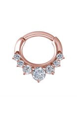Rose Gold sur acier chirurgicale Septum Diamant RoseGold 8 mm 7 pierres