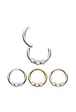 Stainless Anneau Clickers 3 pierres 8mm