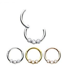 Stainless Anneau Clickers 3 pierres 8mm
