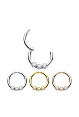Stainless Anneau Clickers 3 pierres 8mm