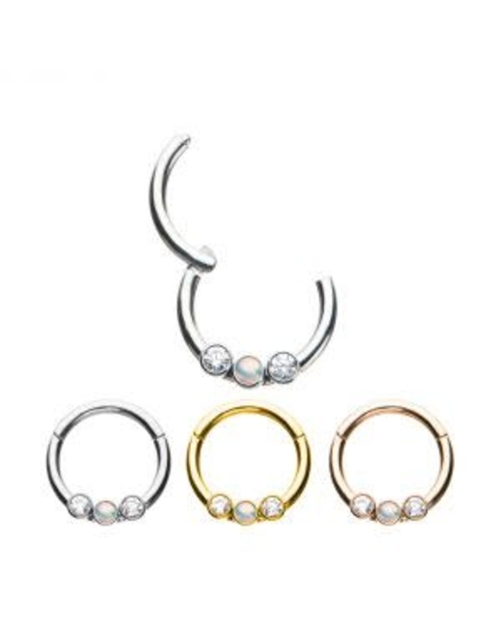 Stainless Anneau Clickers 3 pierres 8mm