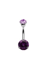 Stainless Nombril Steel double Diamants Griffés