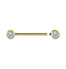 24k gold plated titanium internal nipple jewelled barbell