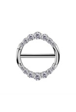 Stainless Clicker Sein Rond avec Diamant, 14ga