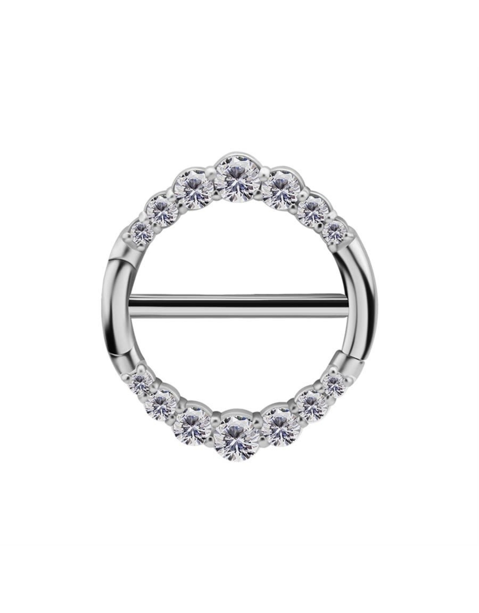Stainless Clicker Sein Rond avec Diamant, 14ga
