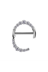 Stainless Clicker Sein Rond avec Diamant, 14ga