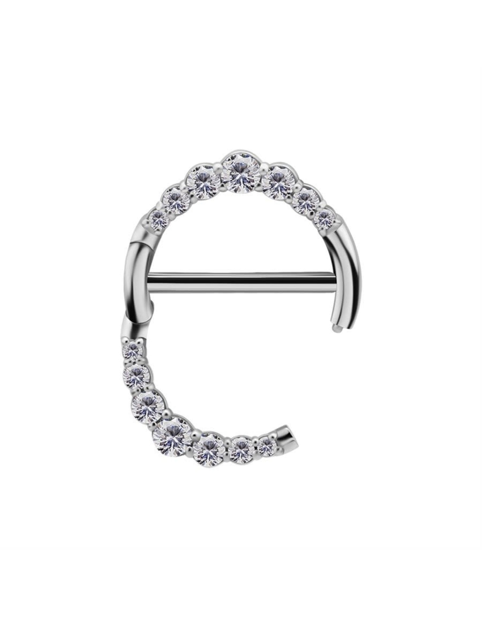 Stainless Clicker Sein Rond avec Diamant, 14ga
