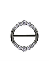 Stainless Clicker Sein Rond avec Diamant, 14ga