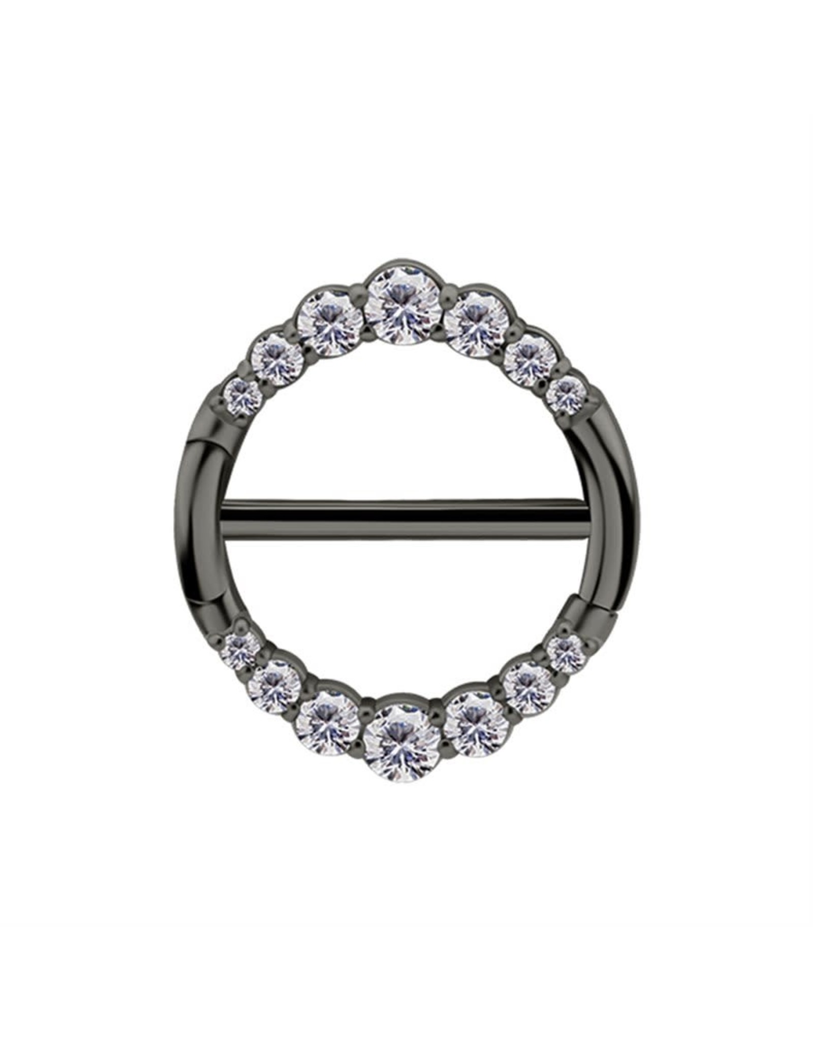 Stainless Clicker Sein Rond avec Diamant, 14ga