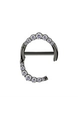 Stainless Clicker Sein Rond avec Diamant, 14ga