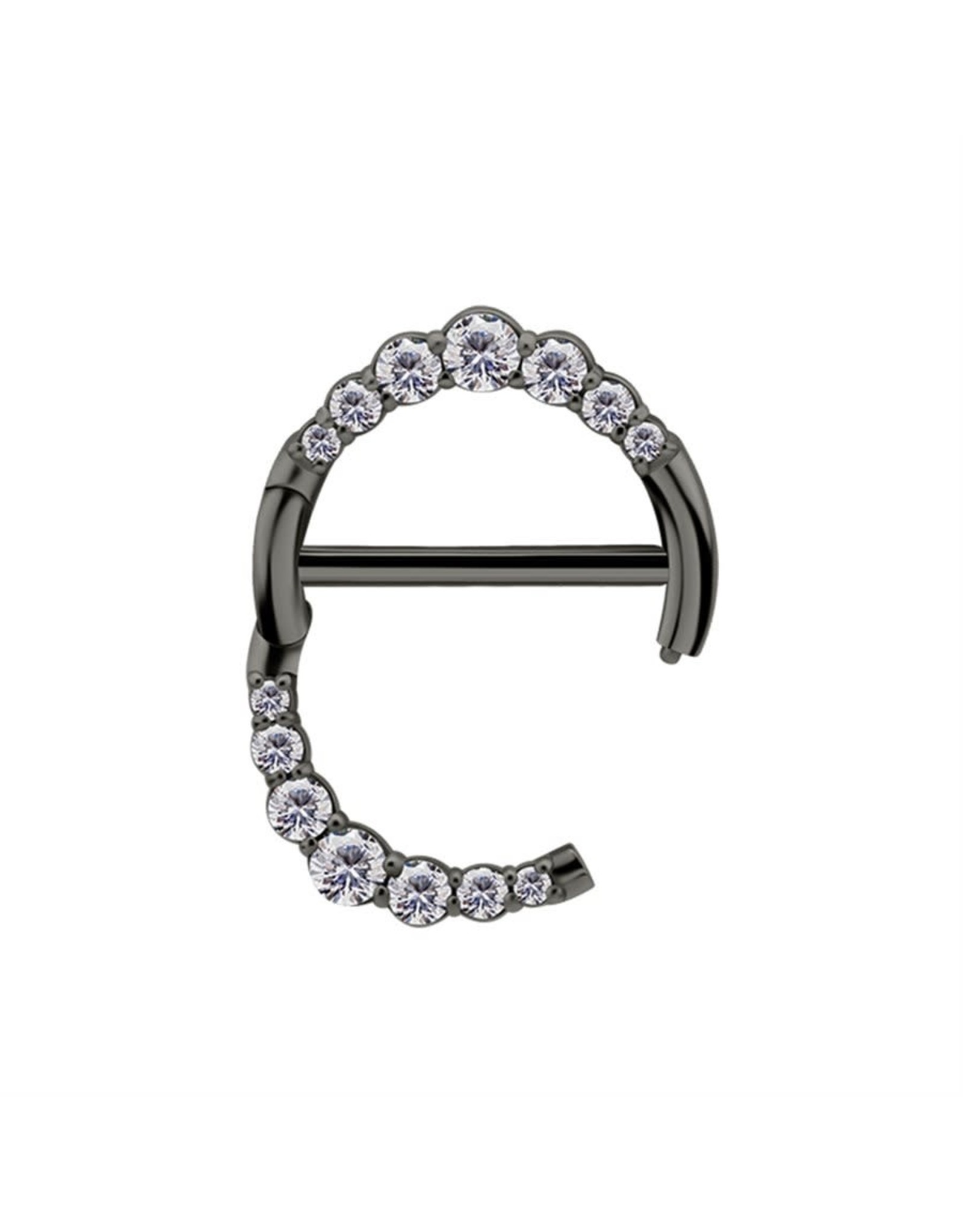 Stainless Clicker Sein Rond avec Diamant, 14ga