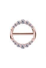 Stainless Clicker Sein Rond avec Diamant, 14ga