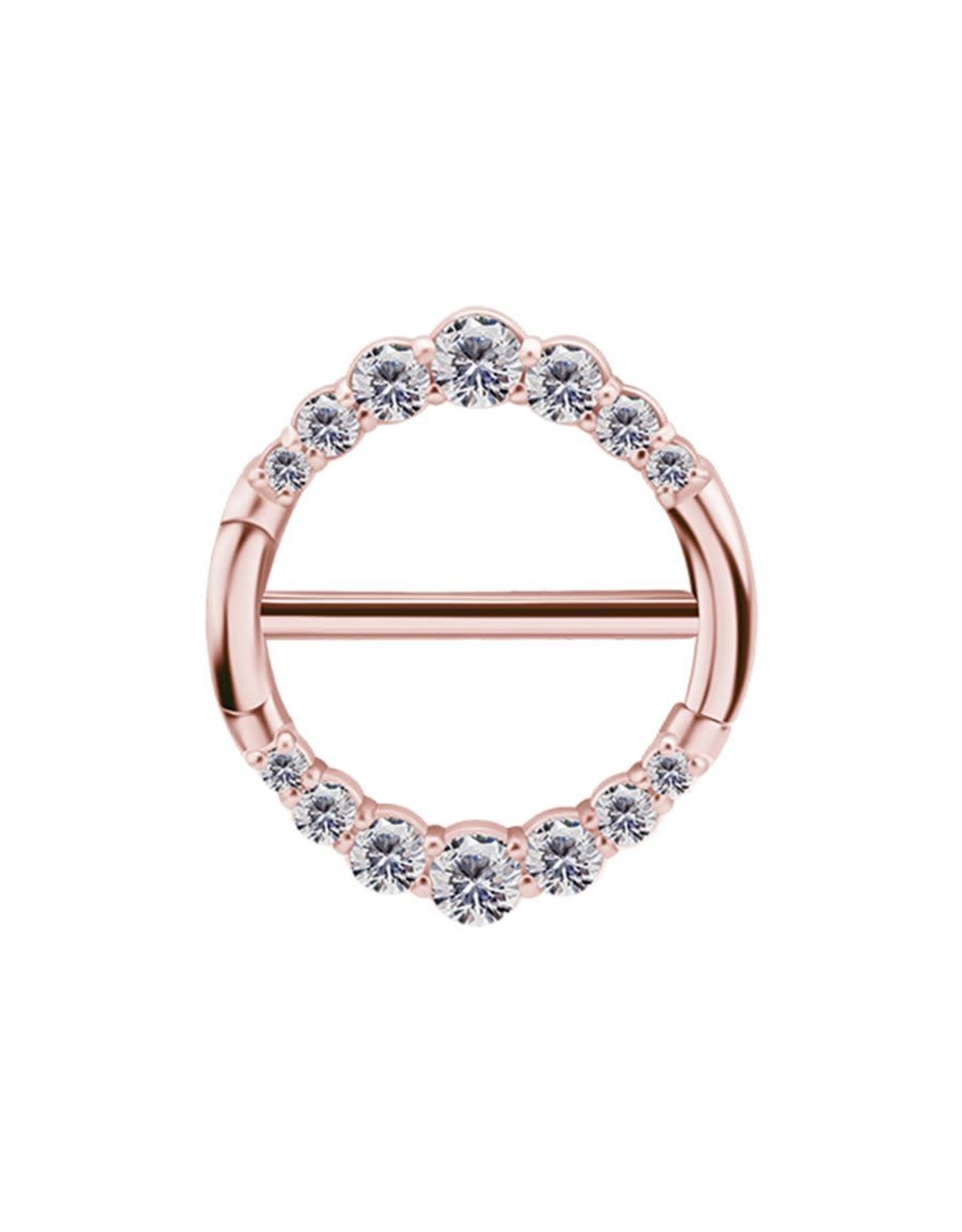 Stainless Clicker Sein Rond avec Diamant, 14ga