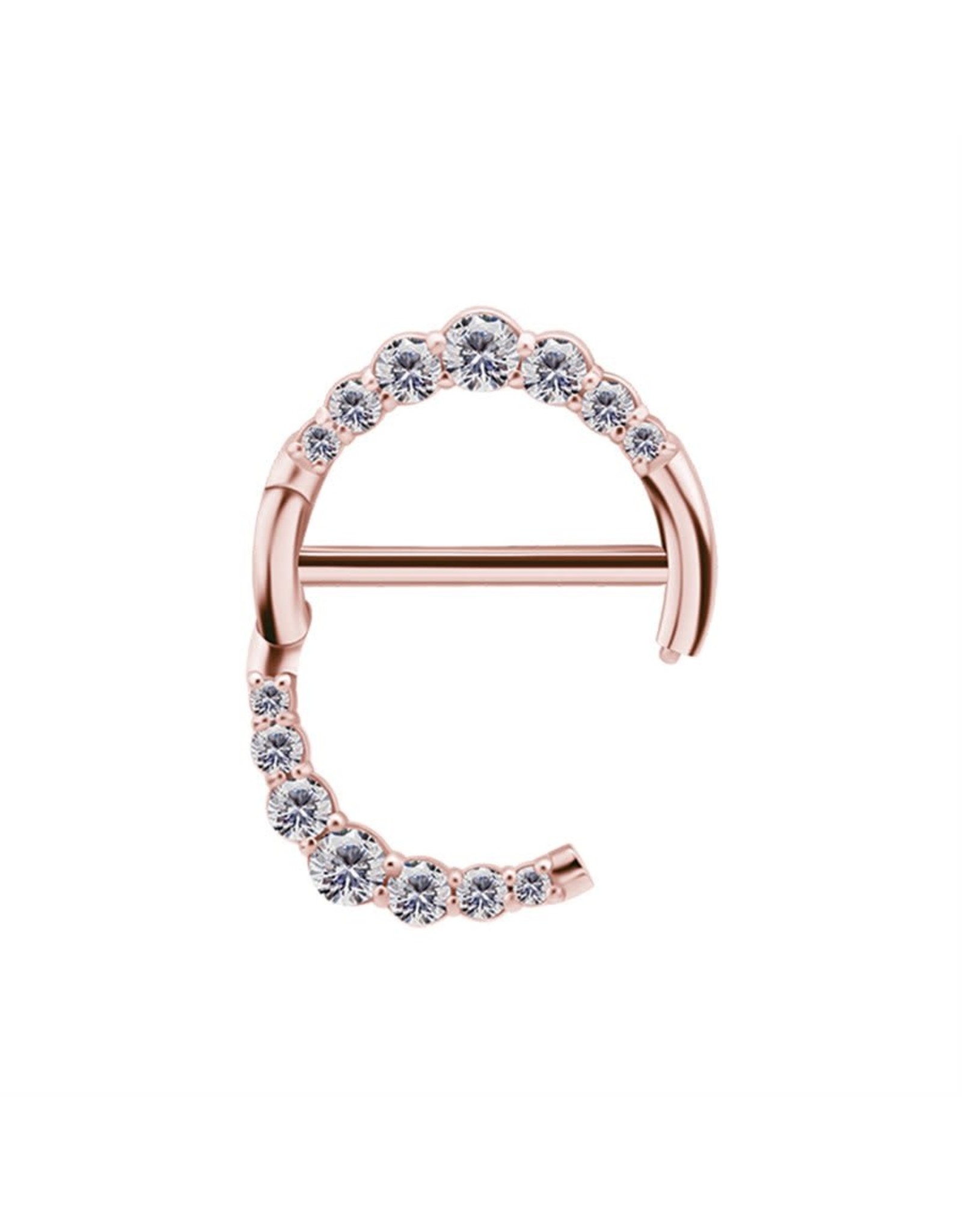 Stainless Clicker Sein Rond avec Diamant, 14ga