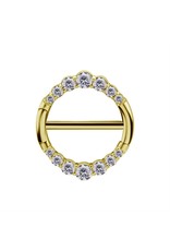 Stainless Clicker Sein Rond avec Diamant, 14ga