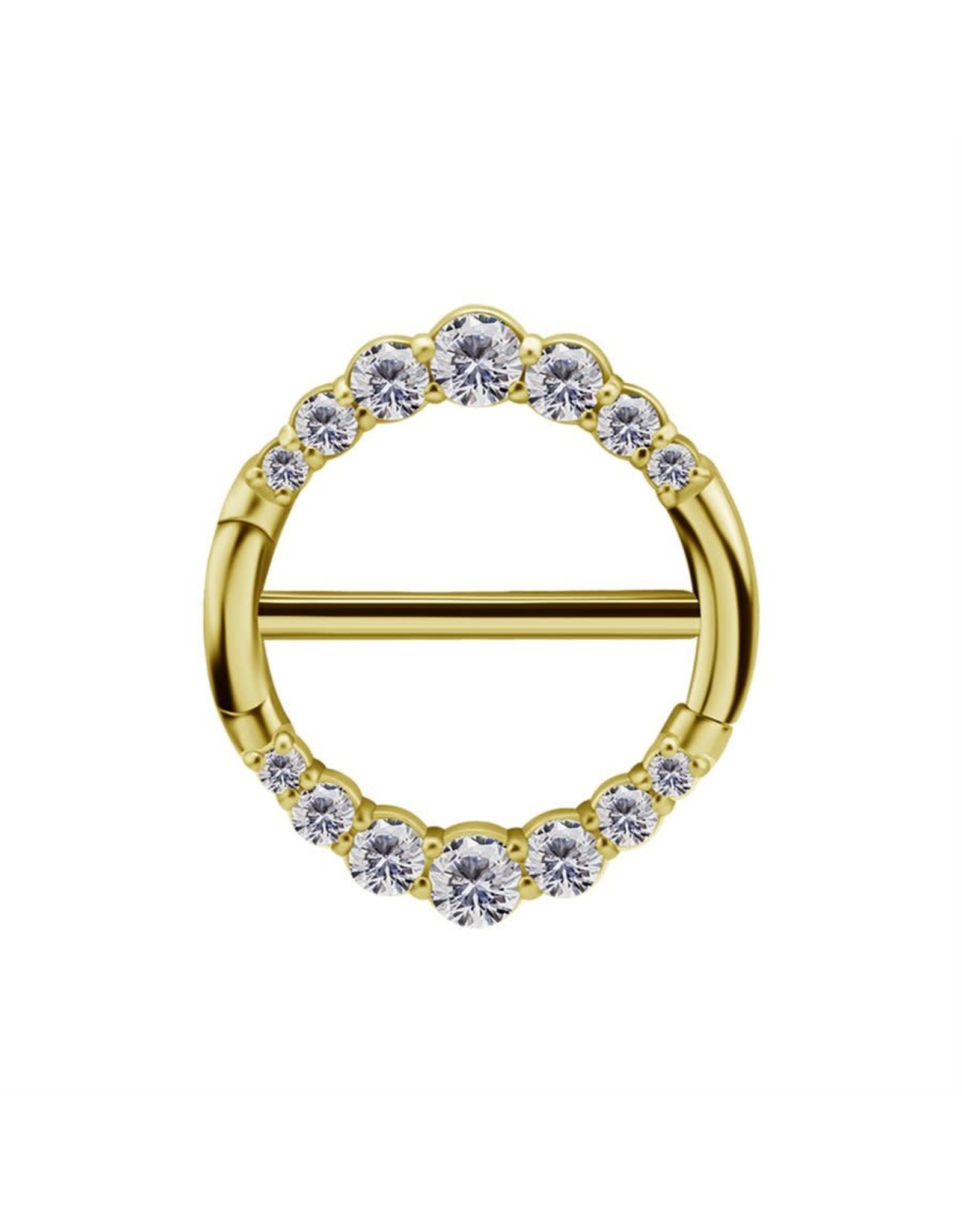 Stainless Clicker Sein Rond avec Diamant, 14ga