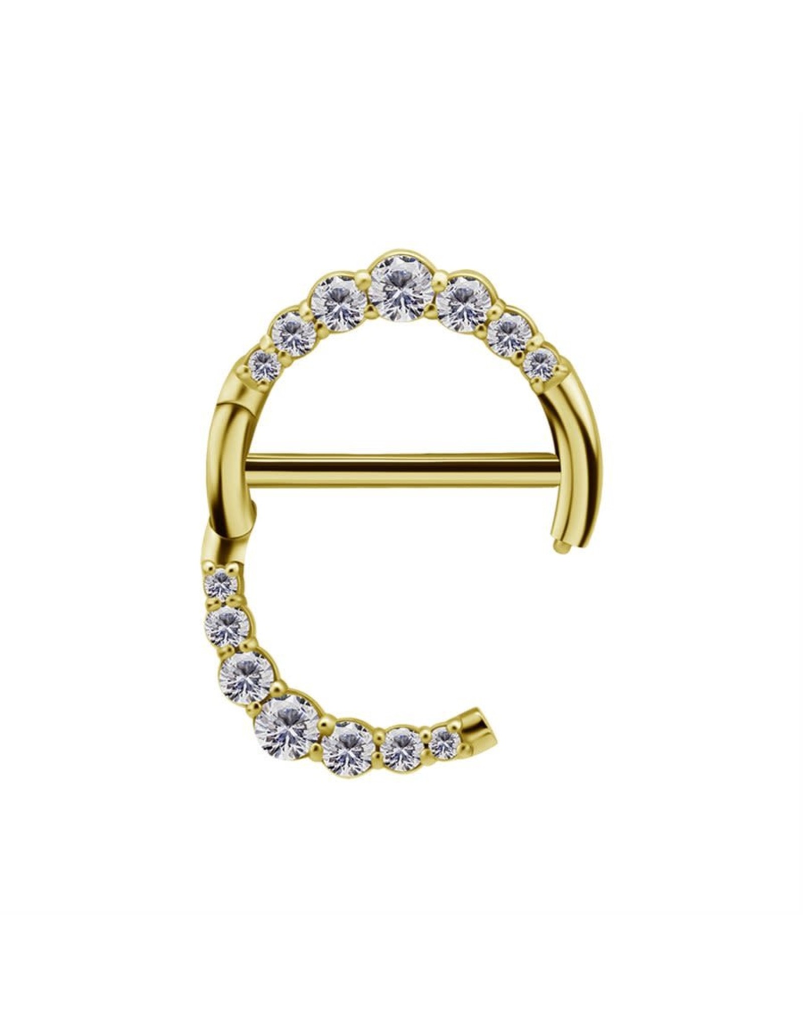 Stainless Clicker Sein Rond avec Diamant, 14ga