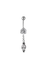 Stainless Nombril pendentif ornemental 1 zircons