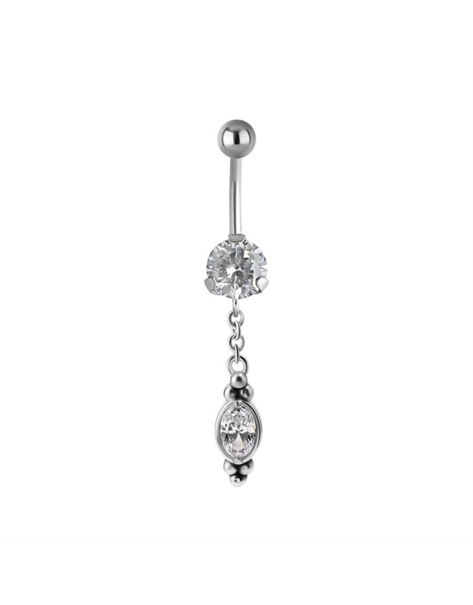 Stainless Nombril pendentif ornemental 1 zircons