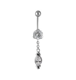 Stainless Nombril pendentif ornemental 1 zircons