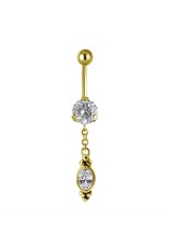 Stainless Nombril pendentif ornemental 1 zircons