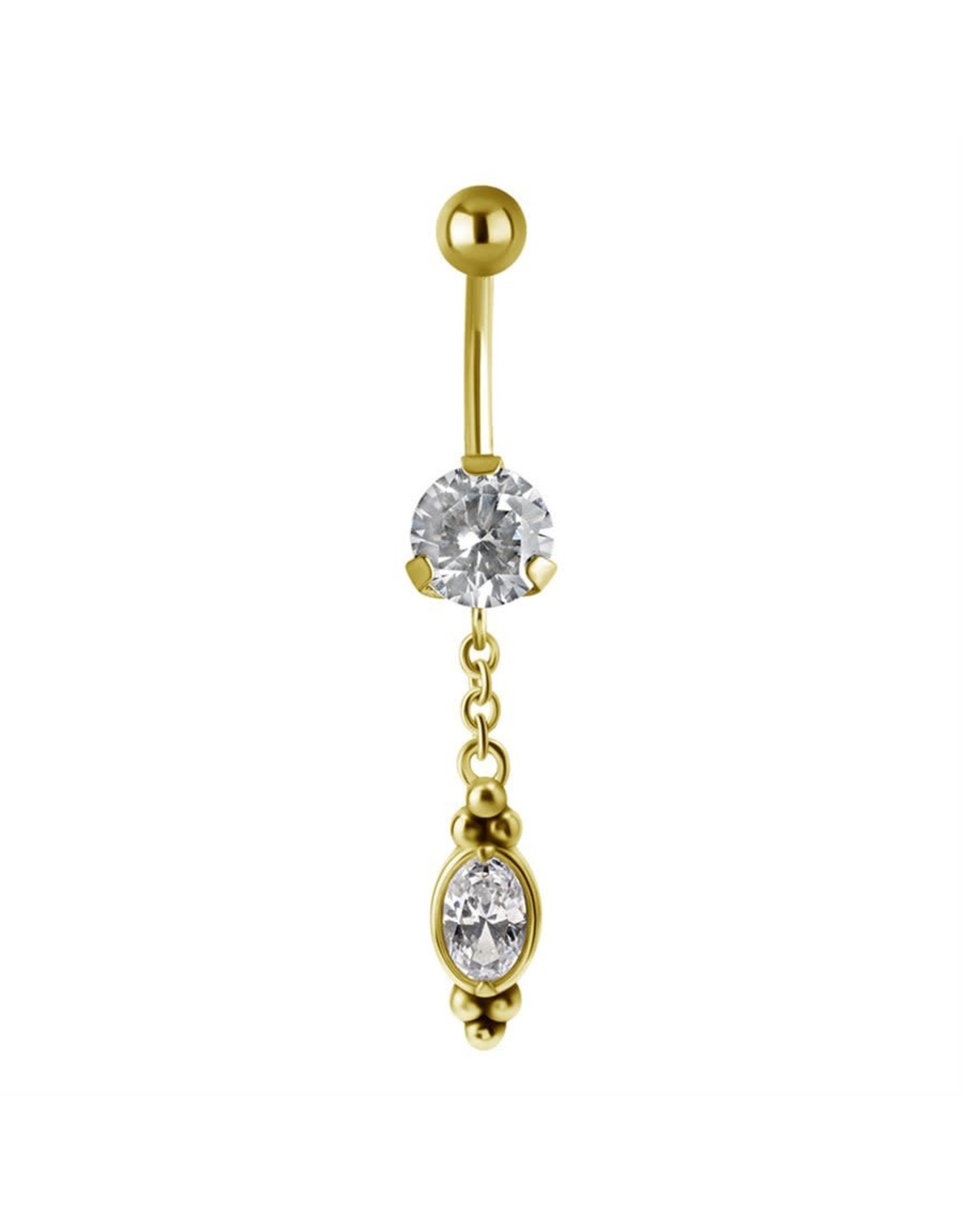Stainless Nombril pendentif ornemental 1 zircons