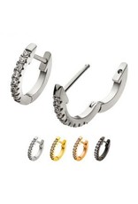 Stainless Boucle D'oreille Clicker Huggies avec Zircons