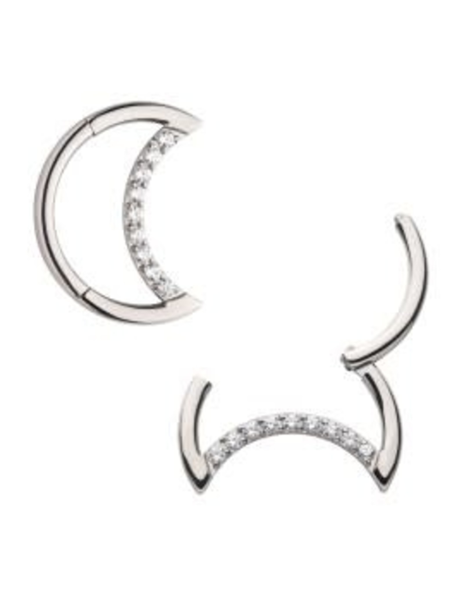 Clicker Demi lune avec diamant de face