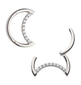 Clicker Demi lune avec diamant de face