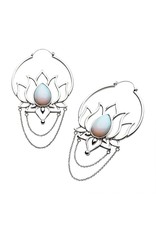 Stainless Hoop Lotus With White Opalite