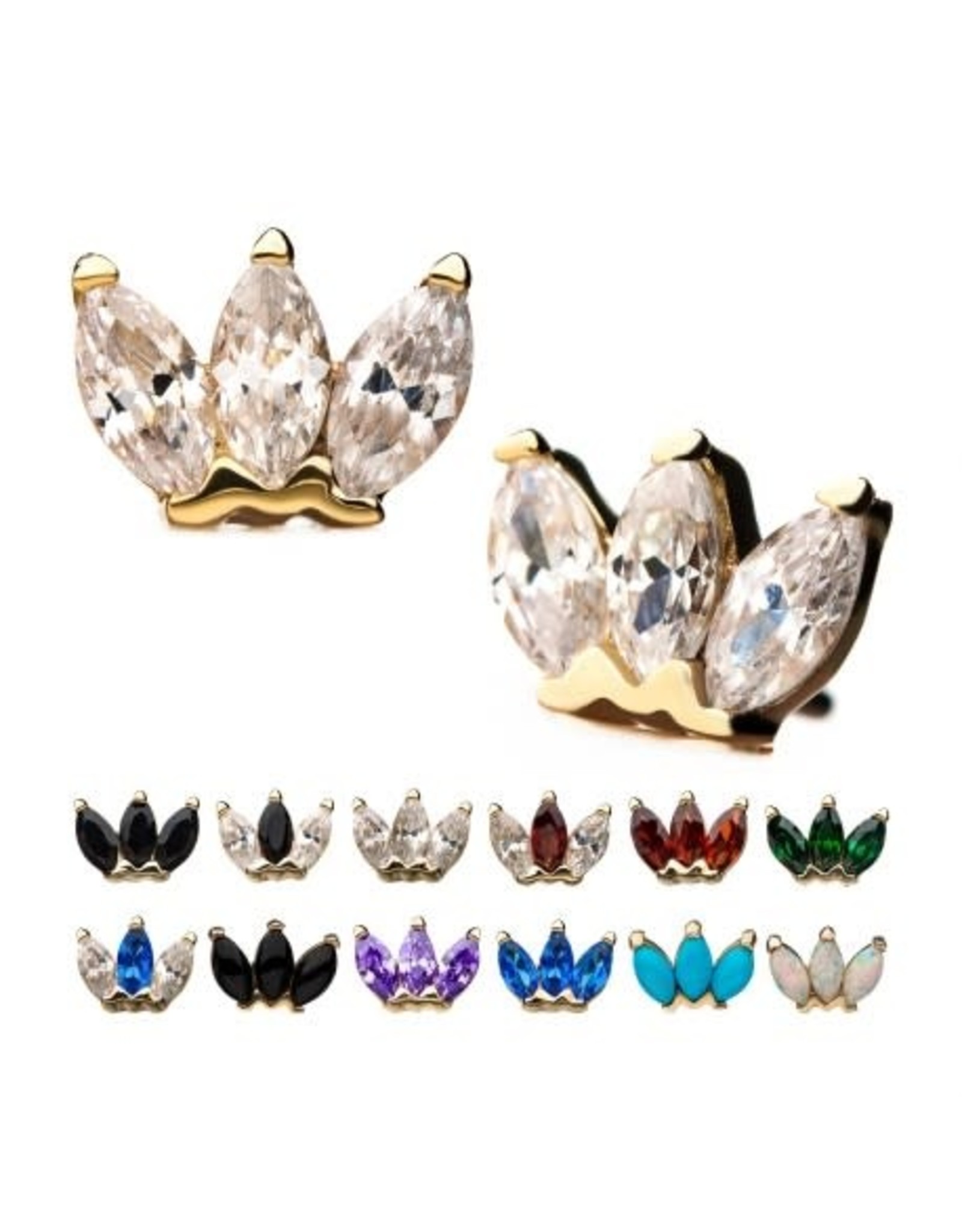 Or 14K Embout Threadless Marquise 14K