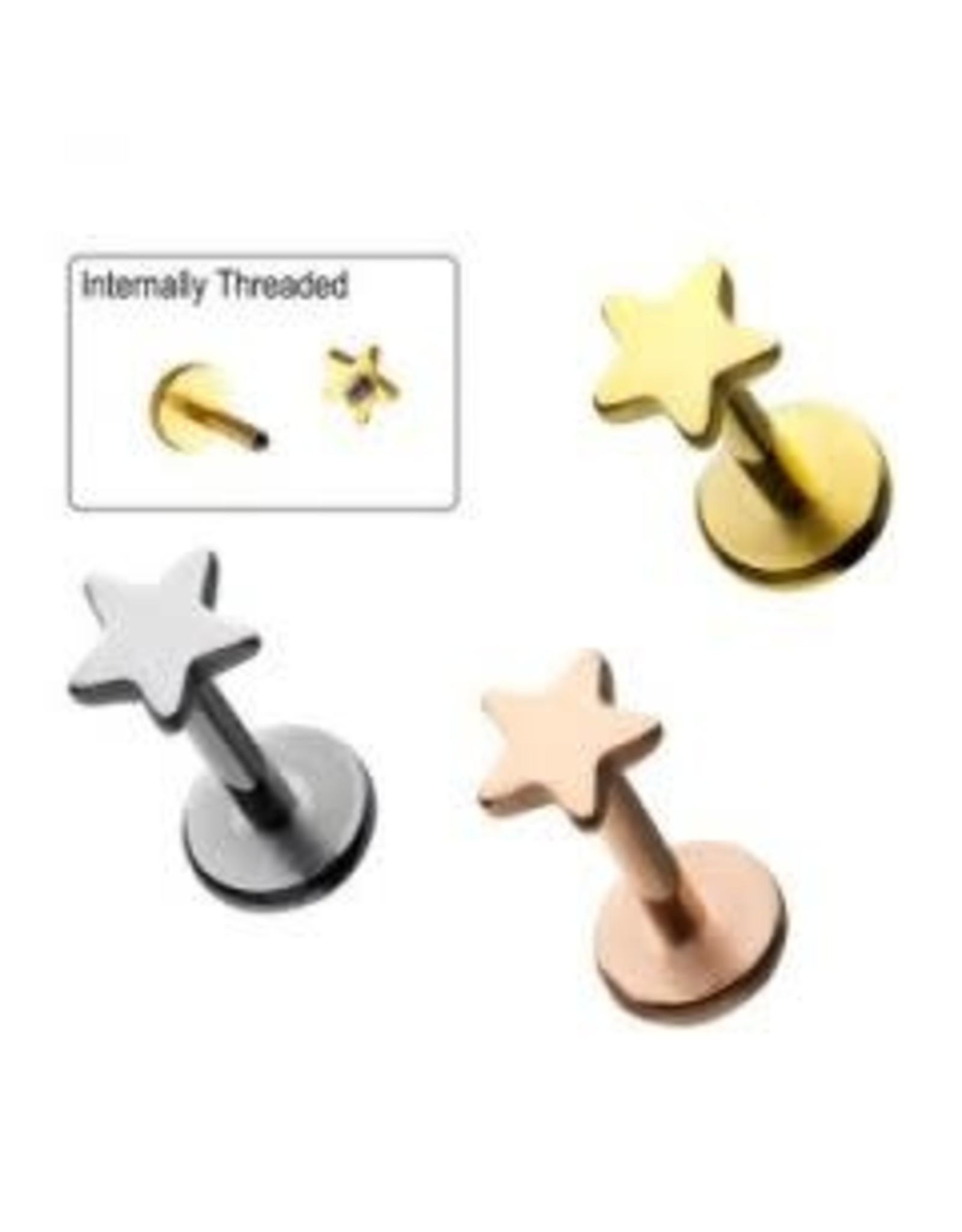 Stainless Labret Threaded Étoile 18 ga, 6mm