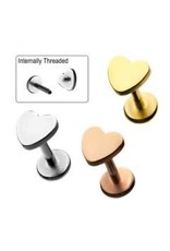 Stainless Labret Threaded Coeur Gold PVD 18ga, 6mm